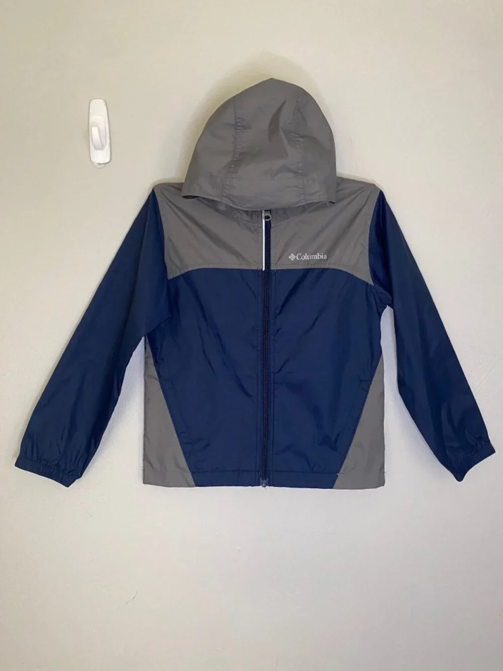 Hooded Rain Jacket S 8 Columbia Glennaker Blue Gray Omni-Shield Rain Resistant